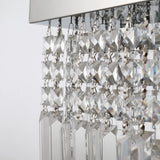 HOMCOM Modern Crystal Ceiling Light Square Crystal Chandelier for Living Room, Dining Room, Hall, E14 Base, Silver, 80 x 25 x 23cm