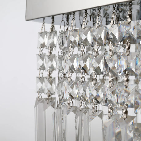 HOMCOM Modern Crystal Ceiling Light Square Crystal Chandelier for Living Room, Dining Room, Hall, E14 Base, Silver, 80 x 25 x 23cm