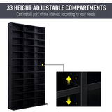 HOMCOM 1116 CD/ 528 DVD Storage Unit, Media Storage Shelf, Wooden Display Unit with Adjustable Shelves, 102 x 195 cm, Black