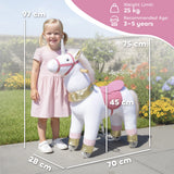 AIYAPLAY Kids Rocking Horse, Plush Walking Horse with Wheels, Ride On Unicorn Toy for Ages 3-5 Years Old, White
