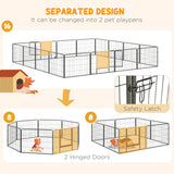 PawHut 16 Panels Heavy Duty Puppy Playpen, for Small Dogs, Indoor and Outdoor Use - Grey
