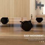 HOMCOM Six-Person Drop Leaf Dining Table, with Storage - Wood-Effect