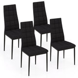 Set of 4 Fabric Dining Chairs Set with Upholstered Cushion and High Back