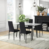 Set of 4 Fabric Dining Chairs Set with Upholstered Cushion and High Back