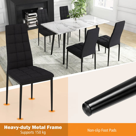Set of 4 Fabric Dining Chairs Set with Upholstered Cushion and High Back