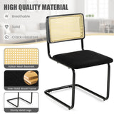 2 Pieces Mid-Century Modern Dining Chair with Cane Back & Cantilever Design