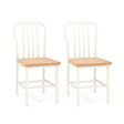 Armless Spindle Back Dining Chair Set of 2 with Ergonomic Seat-White