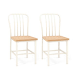 Armless Spindle Back Dining Chair Set of 2 with Ergonomic Seat-White
