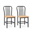 Armless Spindle Back Dining Chair Set of 2 with Ergonomic Seat-Black