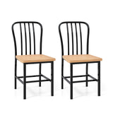 Armless Spindle Back Dining Chair Set of 2 with Ergonomic Seat-Black