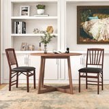 Set of 2 Folding Chairs with Padded Seat and Rubber Wood Frame-Brown
