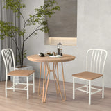 Armless Spindle Back Dining Chair Set of 2 with Ergonomic Seat-White
