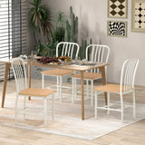 Armless Spindle Back Dining Chair Set of 2 with Ergonomic Seat-White