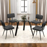 Kitchen Faux Leather Upholstered Dining Chair Set of 2-Black