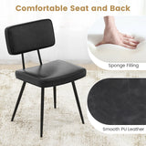 Kitchen Faux Leather Upholstered Dining Chair Set of 2-Black