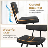 Kitchen Faux Leather Upholstered Dining Chair Set of 2-Black