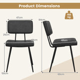 Kitchen Faux Leather Upholstered Dining Chair Set of 2-Black