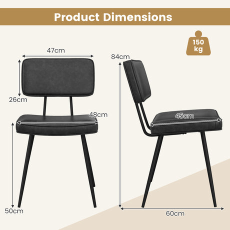 Kitchen Faux Leather Upholstered Dining Chair Set of 2-Black