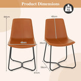 Dining Chair Set of 2 with Metal Legs and Vintage Stitching-Brown