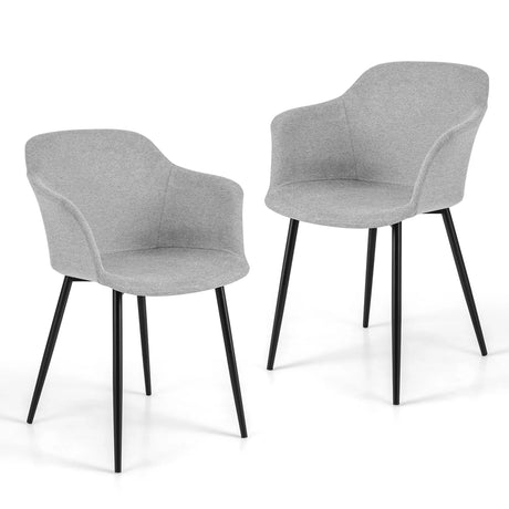 Set of 2 Upholstered Dining Chair with Ergonomic Backrest Design-Off White