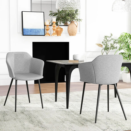 Set of 2 Upholstered Dining Chair with Ergonomic Backrest Design-Off White