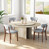 Dining Chairs Set of 2 Upholstered Mid-Back Chairs with Solid Rubber Wood Frame-Gray