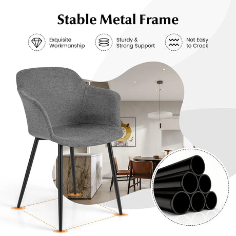 Set of 2 Dining Chairs with Ergonomic Backrest Design-Gray