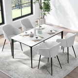 Set of 2 Upholstered Dining Chair with Ergonomic Backrest Design-Off White