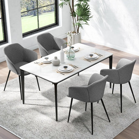 Set of 2 Dining Chairs with Ergonomic Backrest Design-Gray