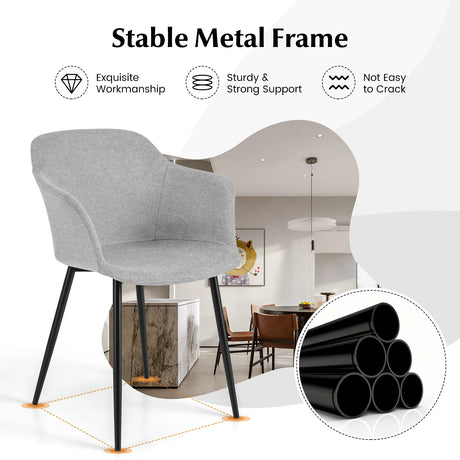 Set of 2 Upholstered Dining Chair with Ergonomic Backrest Design-Off White
