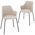 Dining Chairs Set of 2 Upholstered Accent Chairs with Curved Backrest-Beige