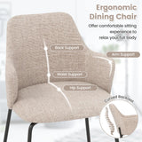 Dining Chairs Set of 2 Upholstered Accent Chairs with Curved Backrest-Beige