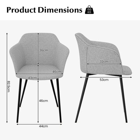 Set of 2 Upholstered Dining Chair with Ergonomic Backrest Design-Off White