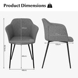 Set of 2 Dining Chairs with Ergonomic Backrest Design-Gray