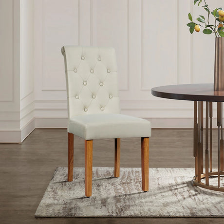 Set of 2 Tufted Dining Chair-Beige