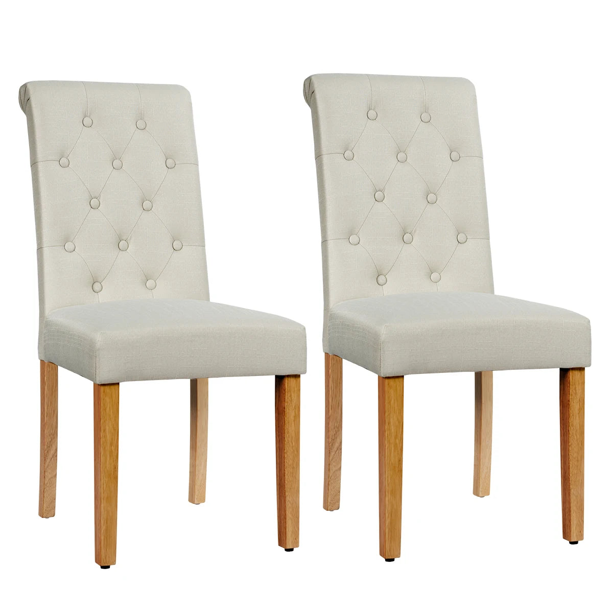 Set of 2 Tufted Dining Chair-Beige