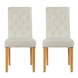 Set of 2 Tufted Dining Chair-Beige