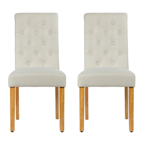Set of 2 Tufted Dining Chair-Beige