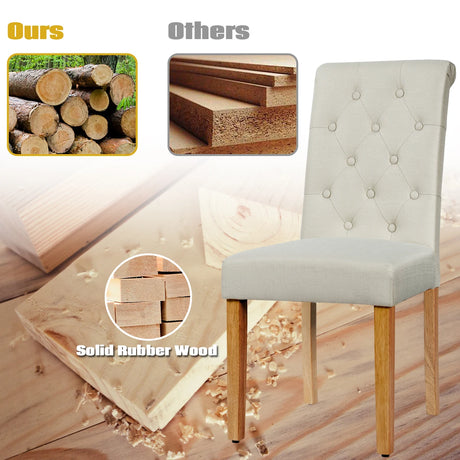 Set of 2 Tufted Dining Chair-Beige