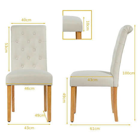 Set of 2 Tufted Dining Chair-Beige