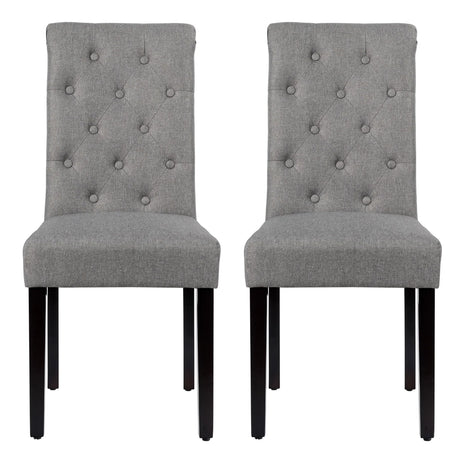 Set of 2 Tufted Dining Chair-Gray