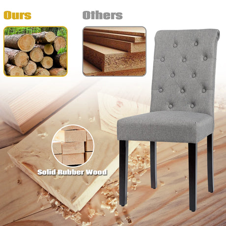Set of 2 Tufted Dining Chair-Gray