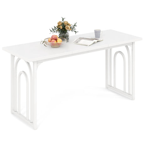 Dining Table for 6-8 People with Heavy Duty Metal Legs-White