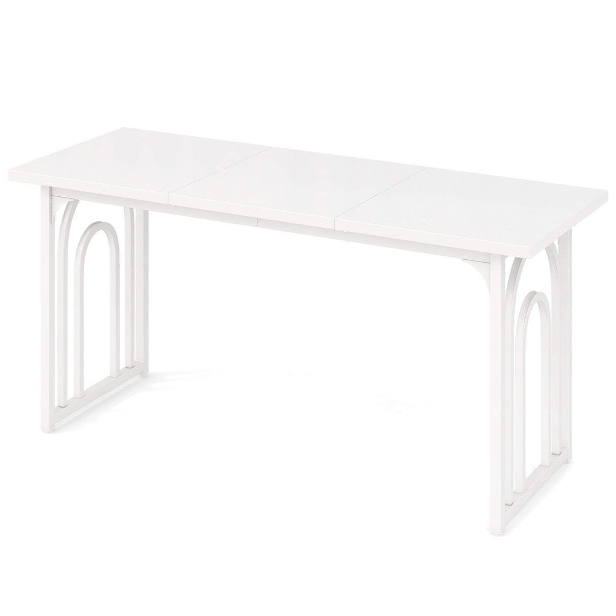 Dining Table for 6-8 People with Heavy Duty Metal Legs-White