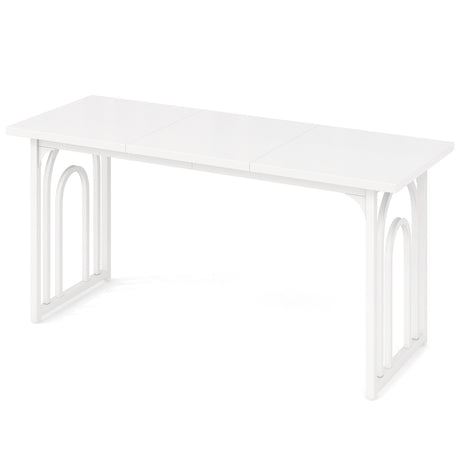 Dining Table for 6-8 People with Heavy Duty Metal Legs-White