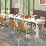 Dining Table for 6-8 People with Heavy Duty Metal Legs-White