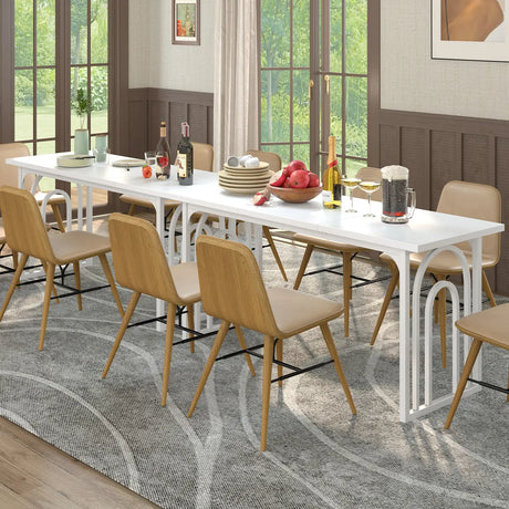 Dining Table for 6-8 People with Heavy Duty Metal Legs-White