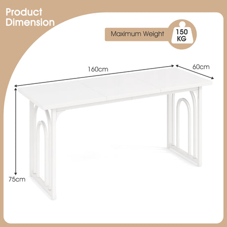 Dining Table for 6-8 People with Heavy Duty Metal Legs-White