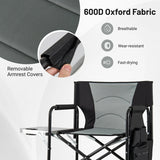 116.5 CM Tall Directors Chair with Foldable Side Table and Footrest-Grey