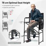 116.5 CM Tall Directors Chair with Foldable Side Table and Footrest-Grey